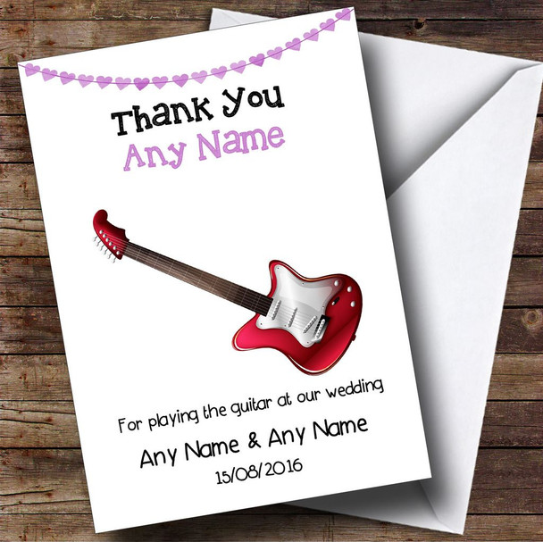 Thank You For Playing Electric Guitar At Our Wedding Personalised Thank You Card