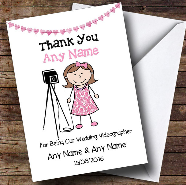 Thank You For Being Our Wedding Photographer Female Personalised Thank You Card