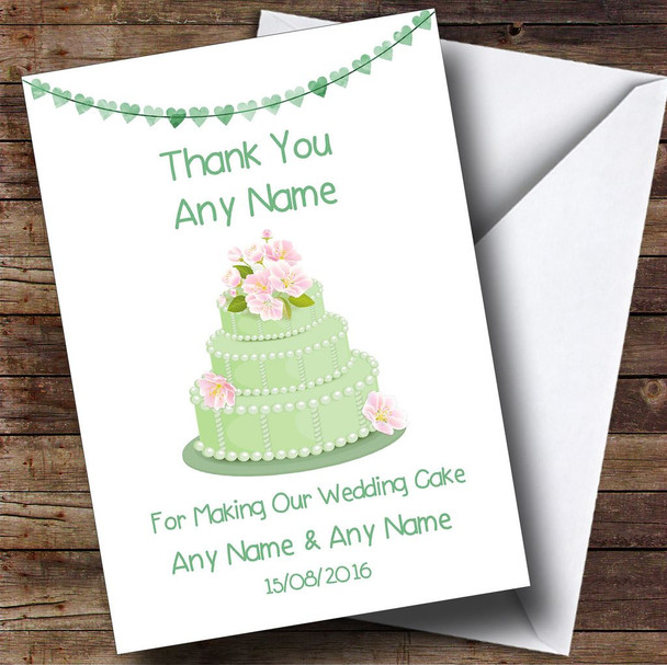 Green Thank You For Making Our Wedding Cake Personalised Thank You Card