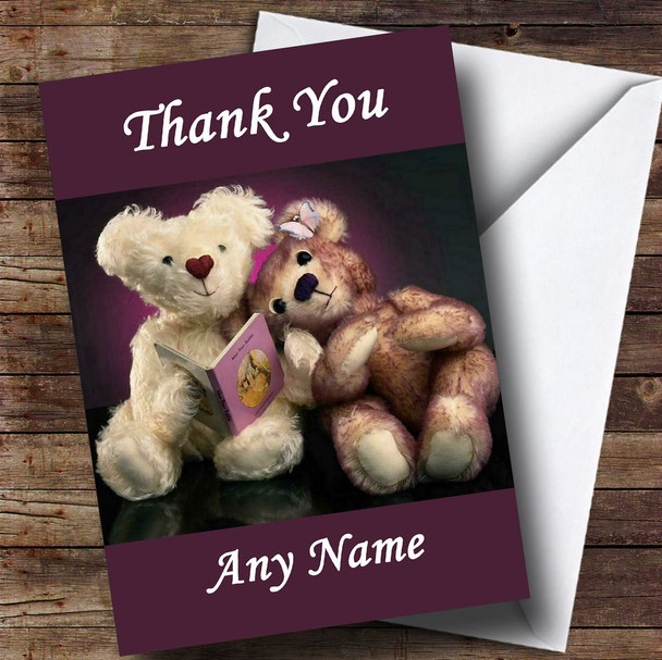 Purple Teddy Bears Personalised Thank You Card