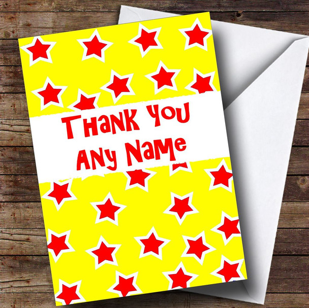 Red And Yellow Stars Personalised Thank You Card