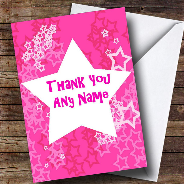 Pink Star Personalised Thank You Card