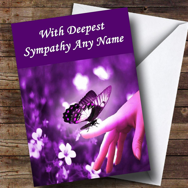 Purple Butterfly Personalised Sympathy / Sorry For Your Loss Card