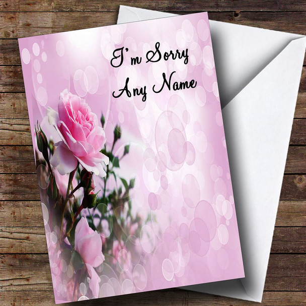 Pale Pretty Pink Rose Personalised Sorry Card