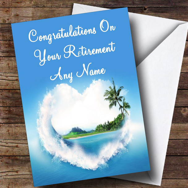 Palm Tree Love Beach Personalised Retirement Card