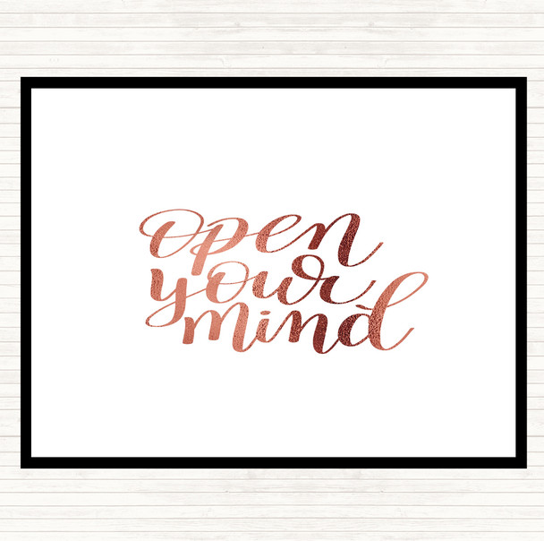 Rose Gold Open Mind Quote Mouse Mat Pad