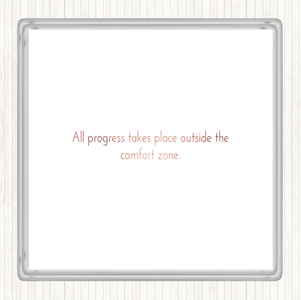 Rose Gold Outside The Comfort Zone Quote Drinks Mat Coaster