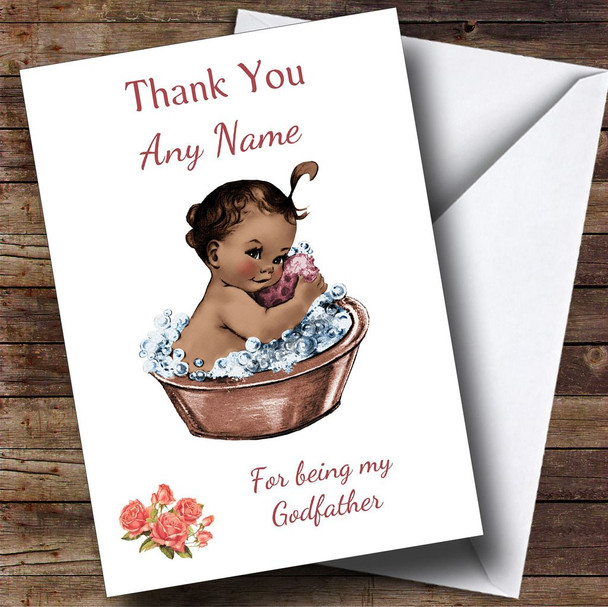 Black Baby Girl Thank You For Being My Godfather Personalised Sibling Card