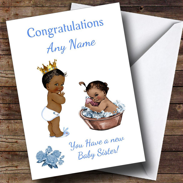 Black Baby Girl Sister You're A Big Brother Personalised Sibling Card