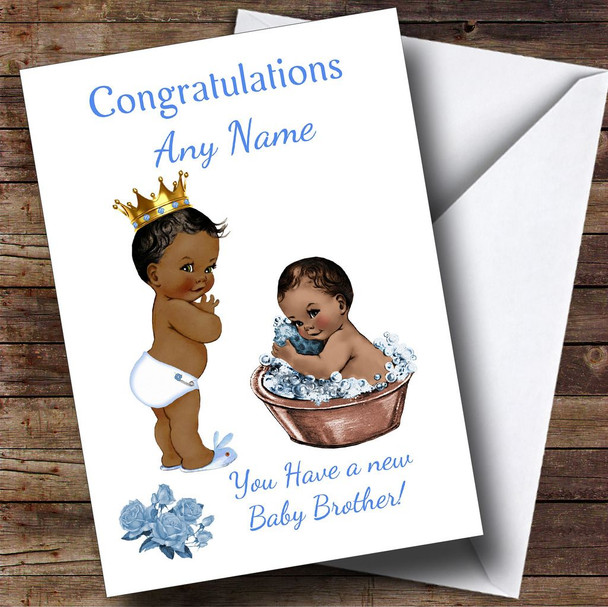 Cute Vintage Black Baby Boy You're A Big Brother Personalised Sibling Card