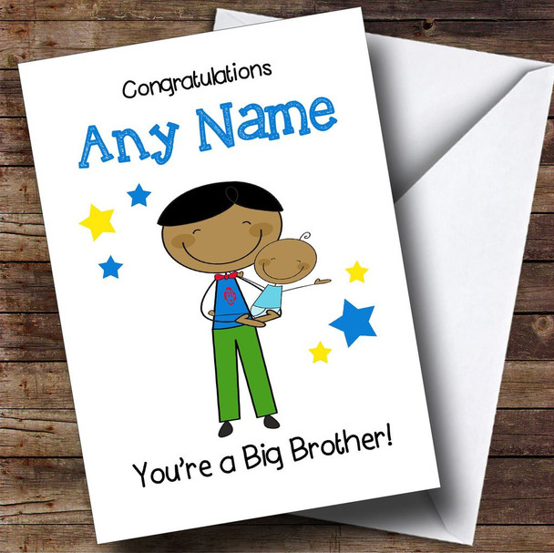 Asian Big Brother Congratulations New Baby Boy Personalised Sibling Card