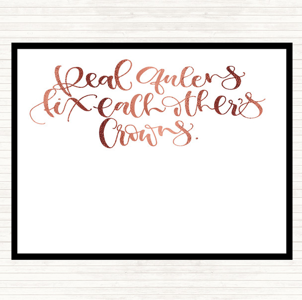 Rose Gold Queens Fix Crowns Quote Mouse Mat Pad