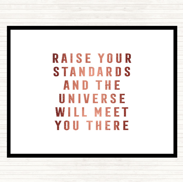 Rose Gold Raise Your Standards Quote Mouse Mat Pad