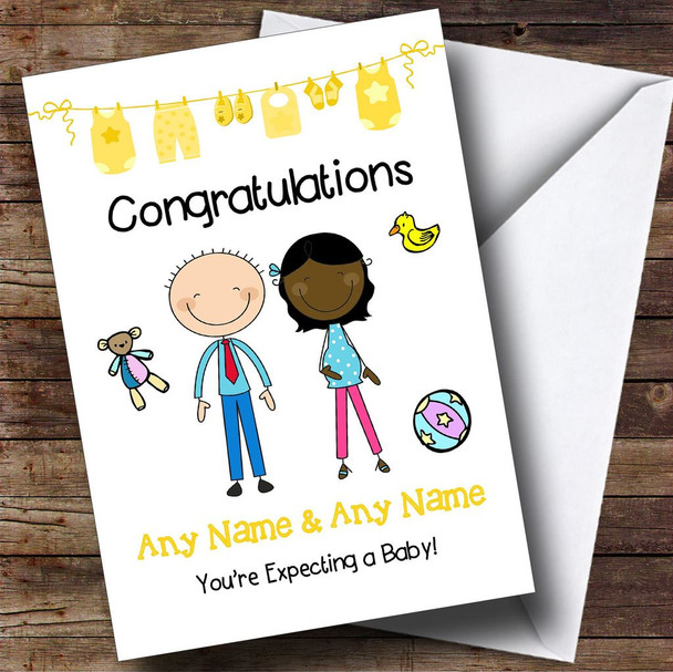 Cute Black Mum 2 Be Congratulations Expecting A Baby Personalised Pregnancy Card