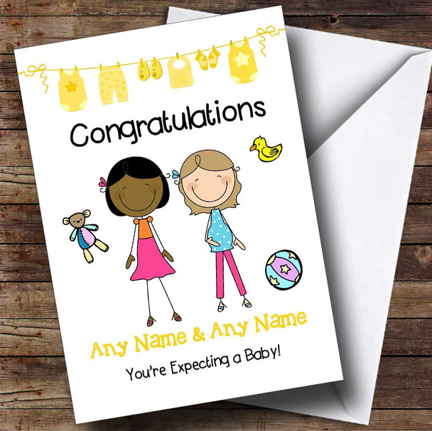 Lesbian Couple Congratulations Expecting Baby Personalised Pregnancy Card