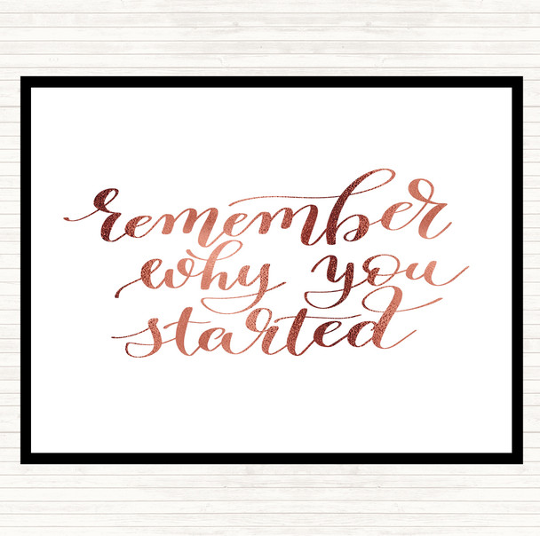 Rose Gold Remember Why You Started Quote Mouse Mat Pad