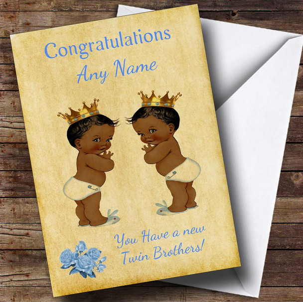 You Have New Twin Brothers Black Baby Personalised New Baby Card