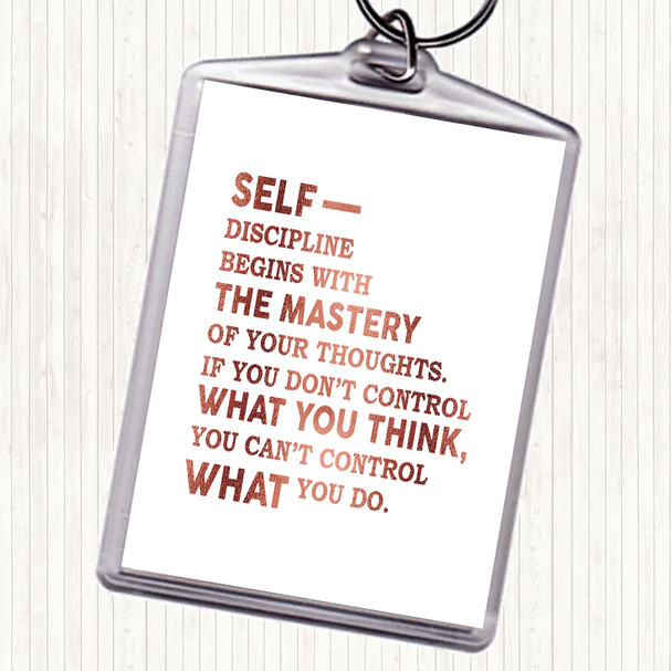 Rose Gold Self Discipline Quote Bag Tag Keychain Keyring