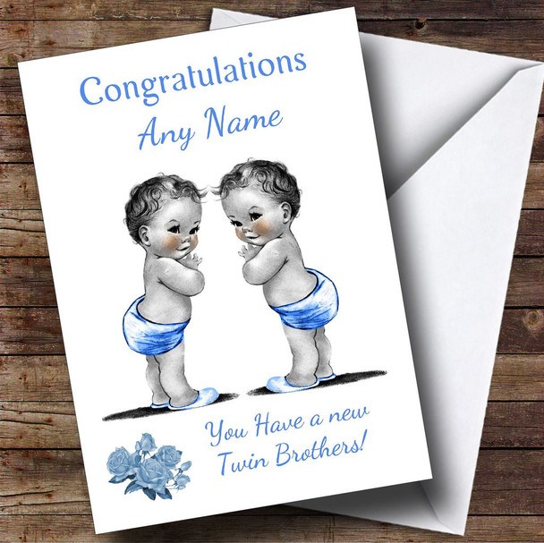 Cute You Have New Twin Brothers Personalised New Baby Card