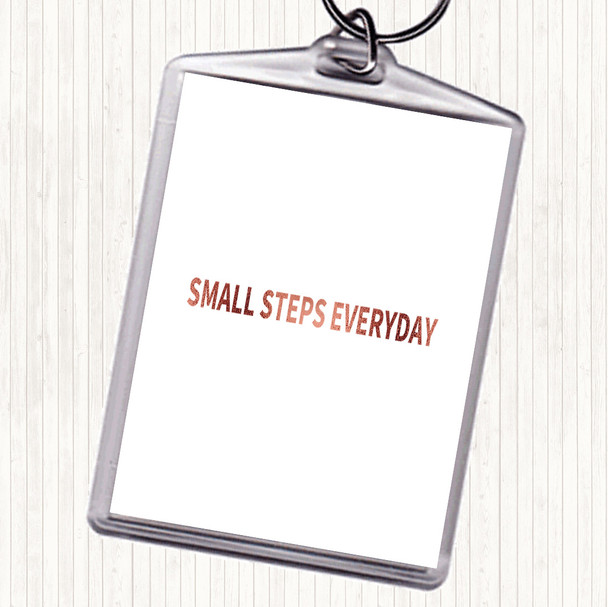 Rose Gold Small Steps Everyday Quote Bag Tag Keychain Keyring