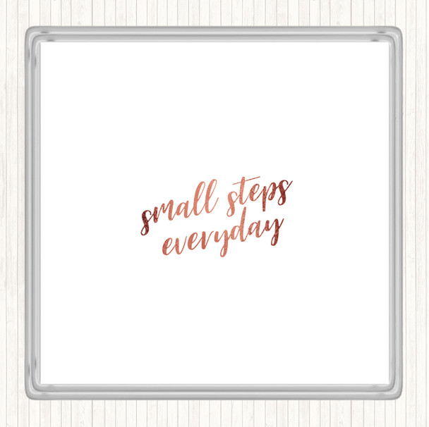 Rose Gold Small Steps Quote Drinks Mat Coaster