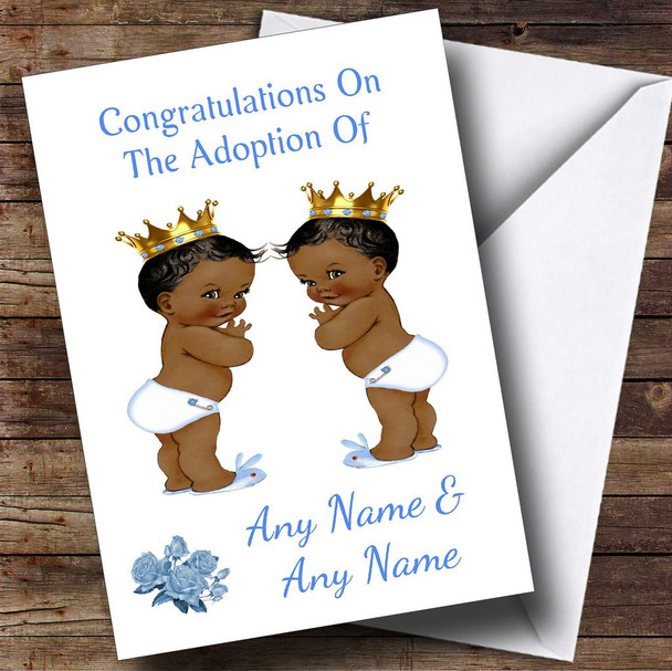Adoption Congratulations Adopting Twin Boys Black Personalised Card
