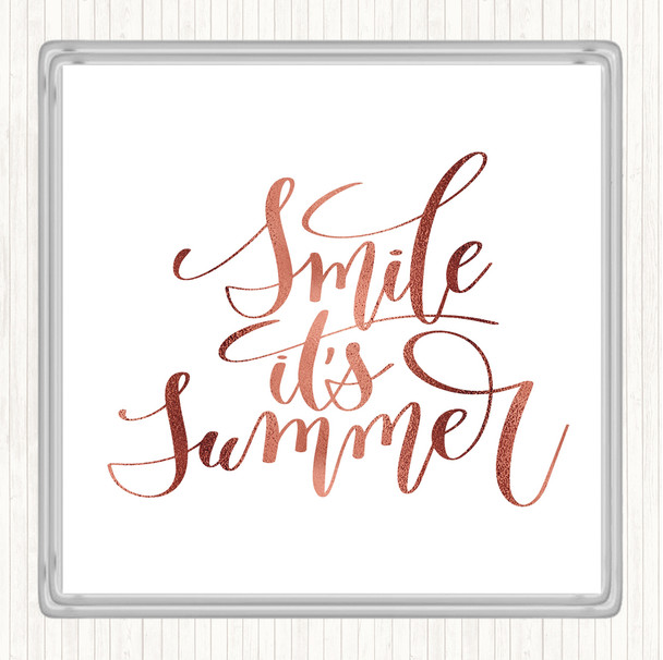 Rose Gold Smile Its Summer Quote Drinks Mat Coaster