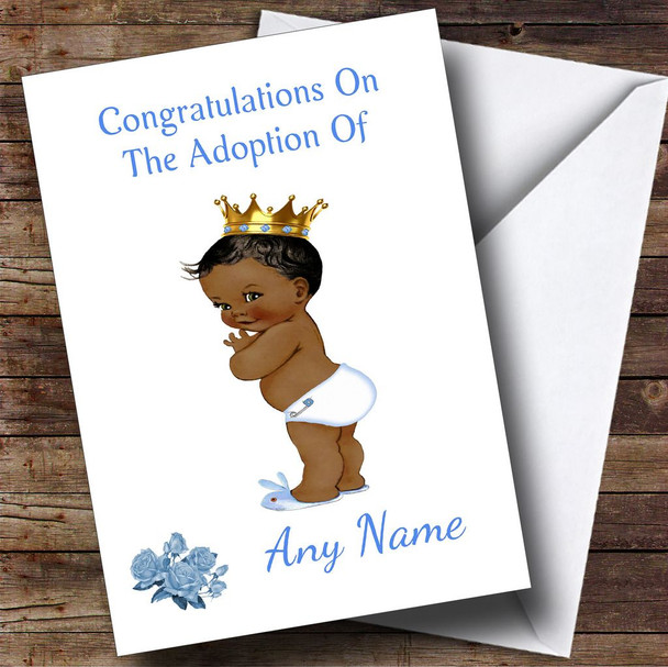 Adoption Congratulations Adopting A Boy Son Black Personalised Card