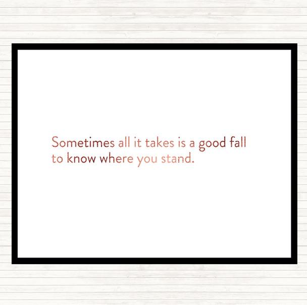 Rose Gold Sometimes It Takes A Good Fall Quote Mouse Mat Pad