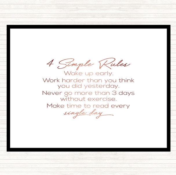Rose Gold 4 Simple Rules Quote Dinner Table Placemat