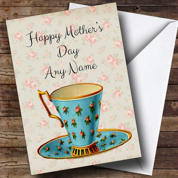 Shabby Chic Vintage Floral Teacup Personalised Mother's Day Card