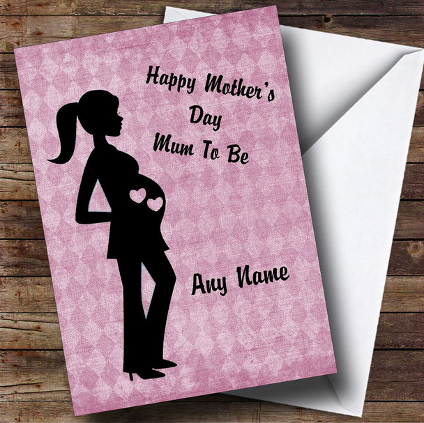 Pink Mum To Be Pregnant Lady Personalised Mother's Day Card