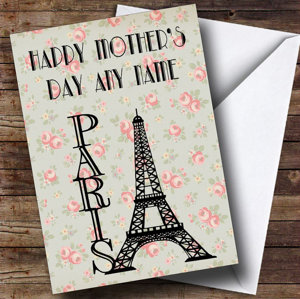 Paris Eiffel Tower Shabby Chic Personalised Mother's Day Card