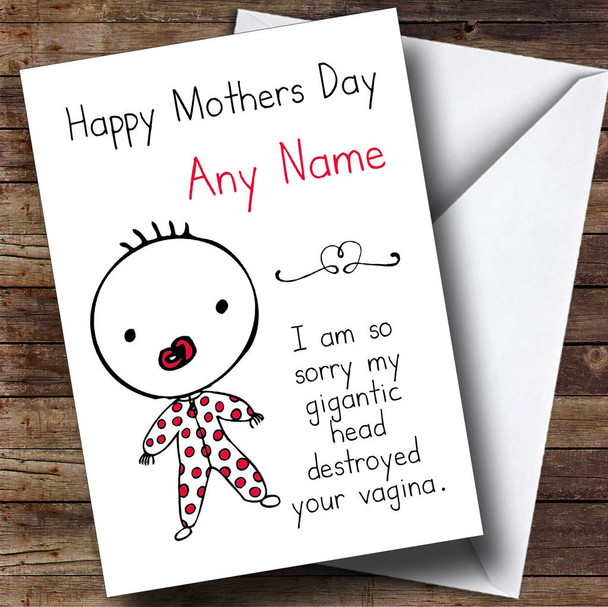 Funny Rude Gigantic Head Personalised Mother's Day Card