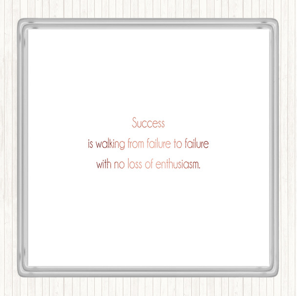 Rose Gold Success Is Walking From Failure Quote Drinks Mat Coaster
