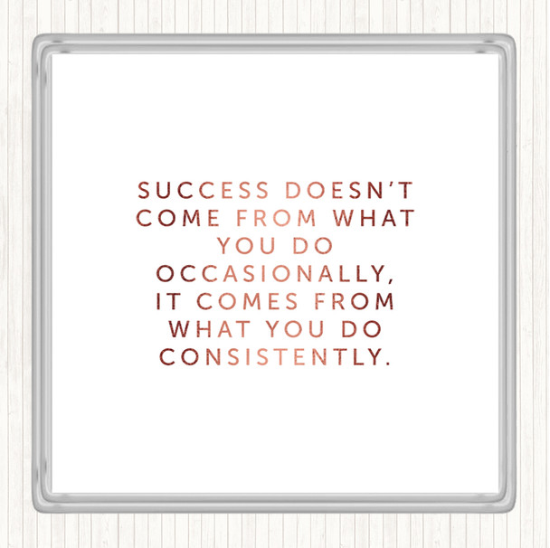 Rose Gold Success Quote Drinks Mat Coaster