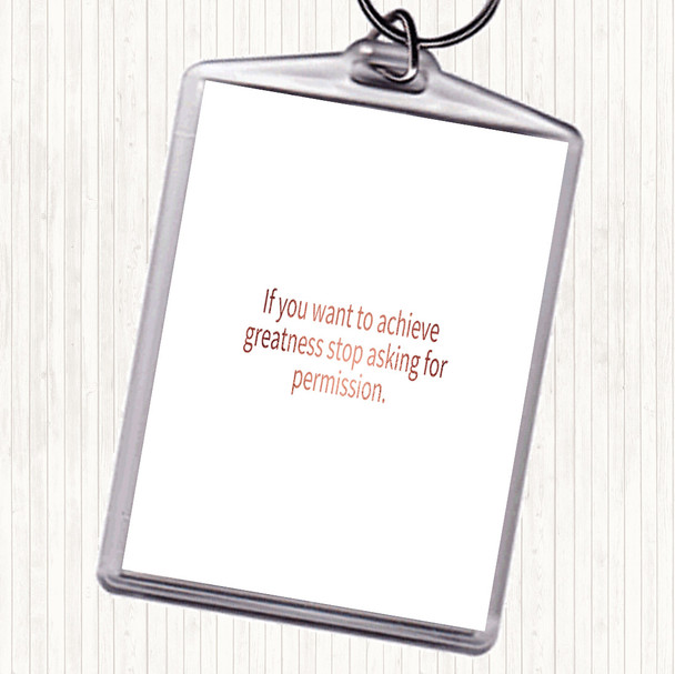 Rose Gold Achieve Greatness Quote Bag Tag Keychain Keyring