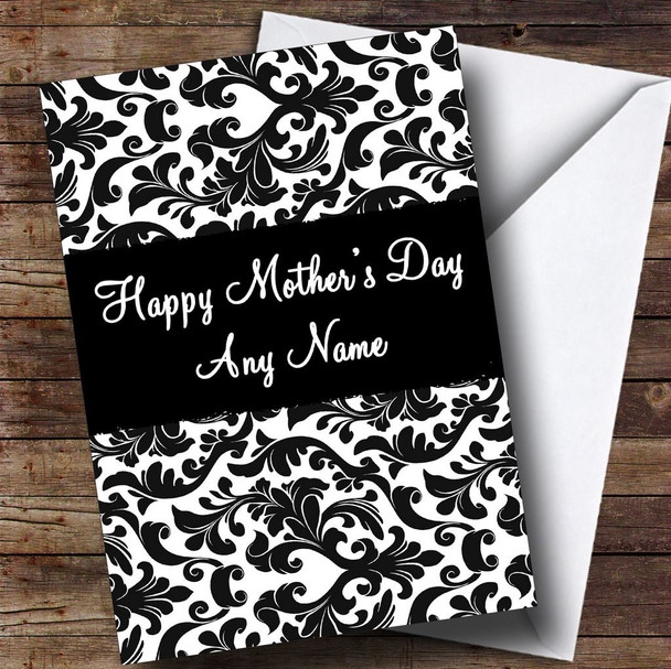 Black & White Damask Personalised Mother's Day Card