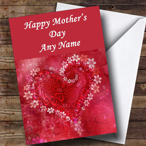 Red Flower Love Heart Personalised Mother's Day Card