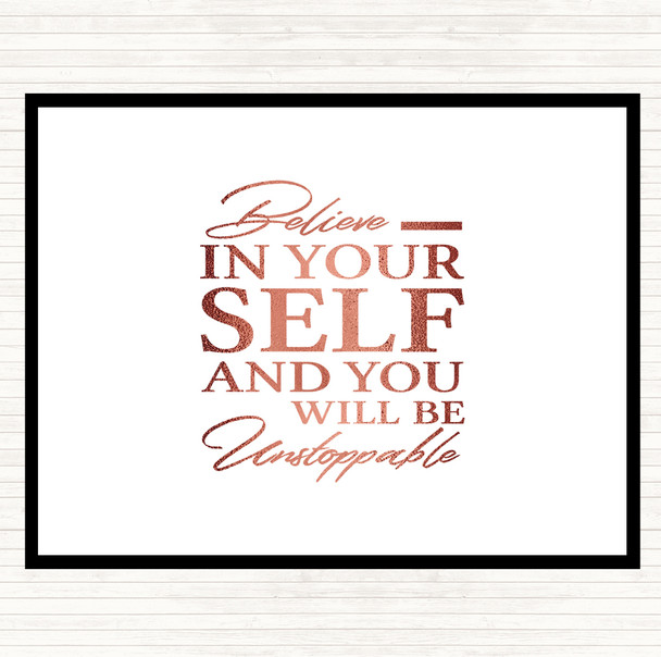 Rose Gold Believe In Yourself Quote Mouse Mat Pad