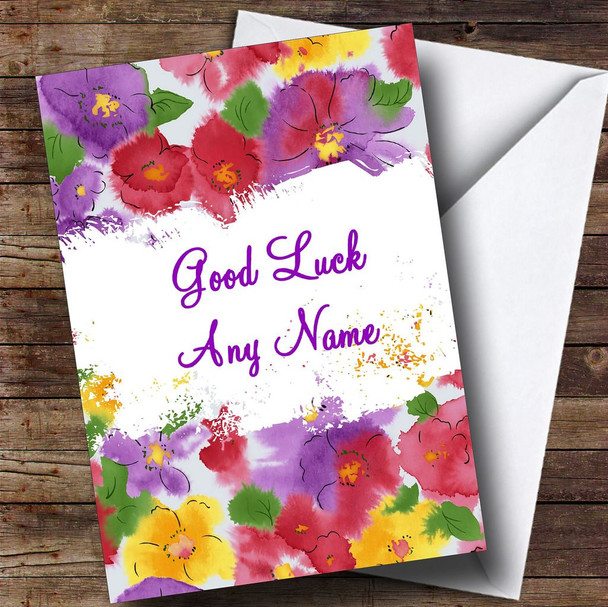 Lovely Flowers Personalised Good Luck Card