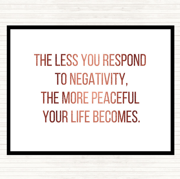 Rose Gold The Less You Respond To Negativity Quote Dinner Table Placemat