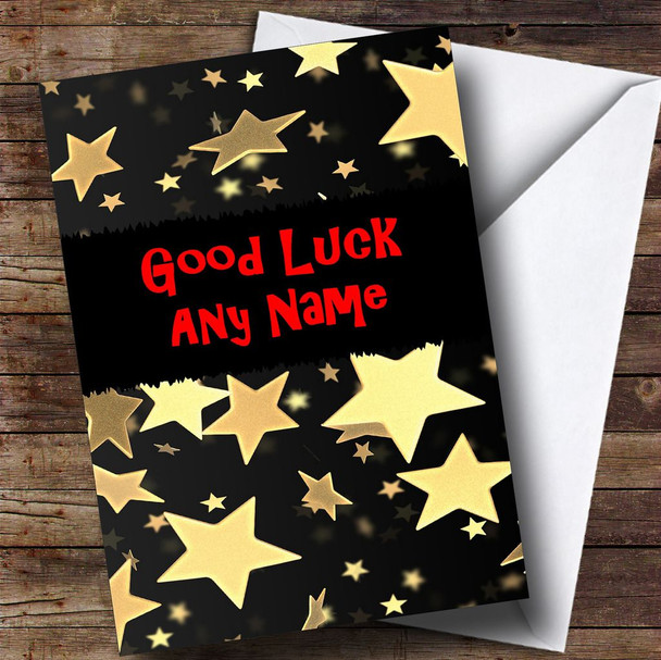 Gold Stars Personalised Good Luck Card