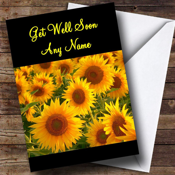 Beautiful Sunflowers Personalised Get Well Soon Card