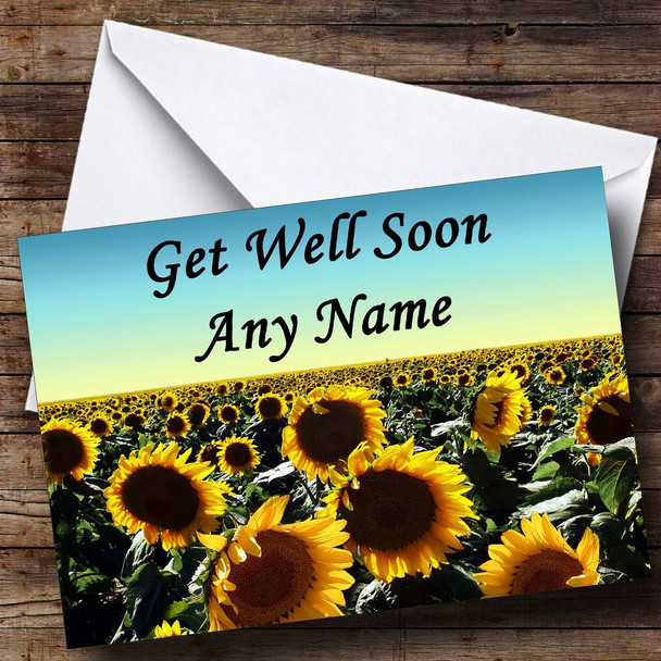 Sunflower Field Personalised Get Well Soon Card