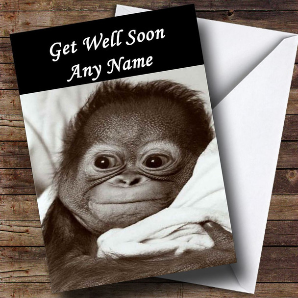 Poorly Monkey Personalised Get Well Soon Card