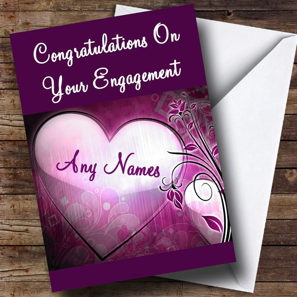Purple Heart Personalised Engagement Card