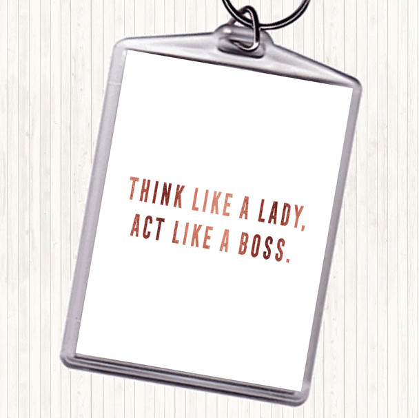 Rose Gold Act Like A Boss Quote Bag Tag Keychain Keyring