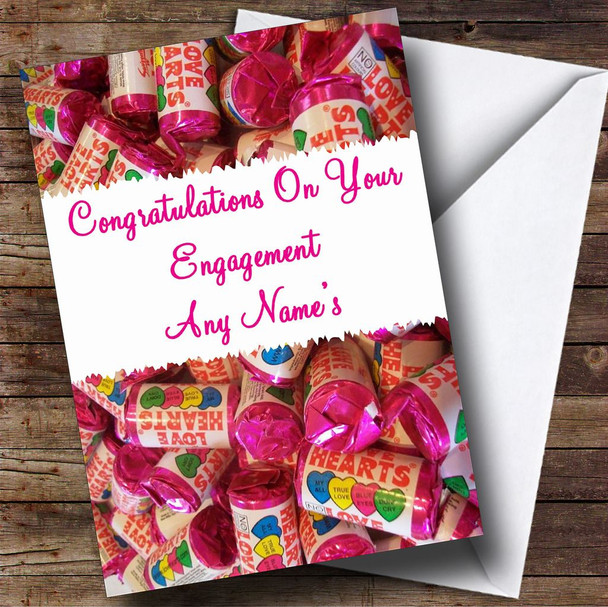 Love Heart Sweets Personalised Engagement Card