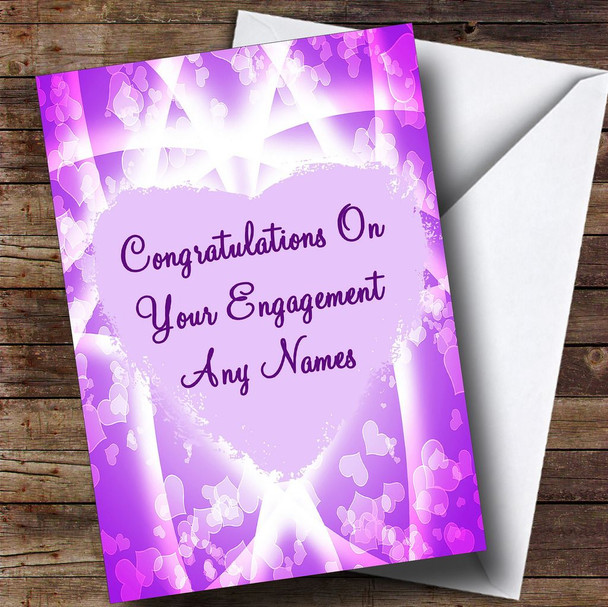 Pink & Purple Hearts Romantic Personalised Engagement Card